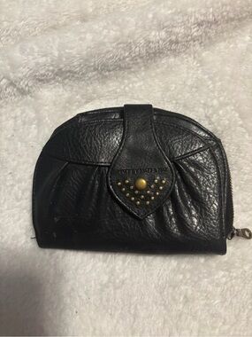 Black Leather Studded Zip Wallet